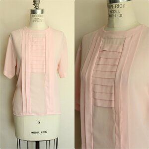 Vintage 1980s 1990s Blouse, Laura & Jayne Pink Pleated Shirt, Grandma Core